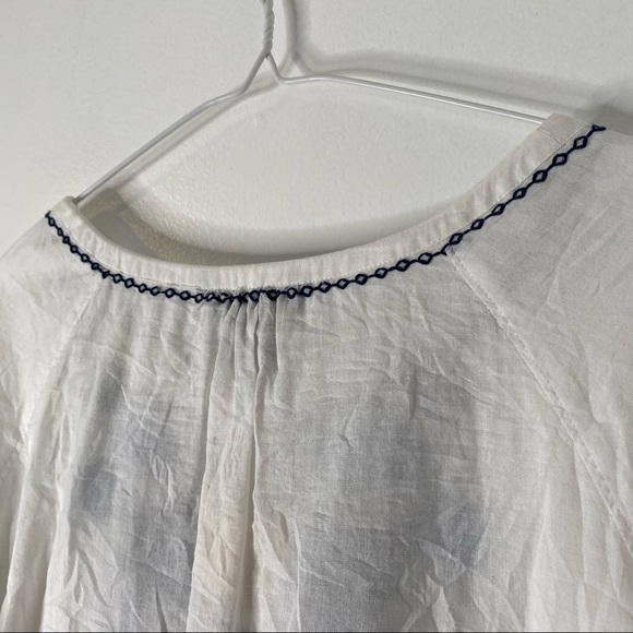 Eddie Bauer White Blue Embroidered Tunic, L - Picture 6 of 7